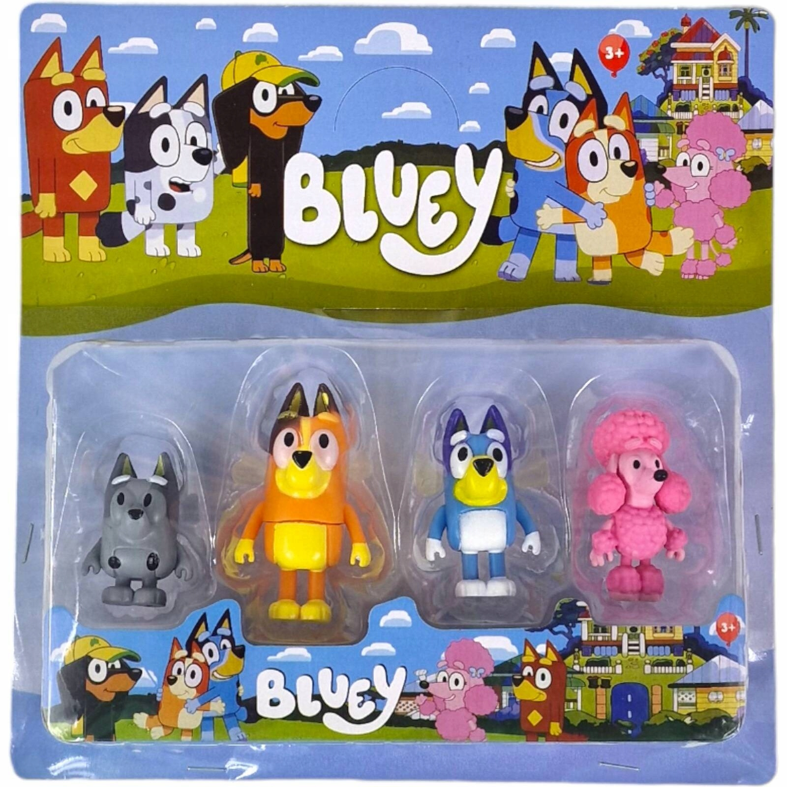 BLUEY I BINGO ZESTAW FIGUREK Z BAKJKI RODZINKA PRZYJACIELE ZABAWKI