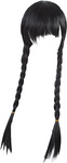 Strój Kostium Wednesday Addams - rozmiar S (110-115 cm) + Peruka z warkoczami o długości 60cm